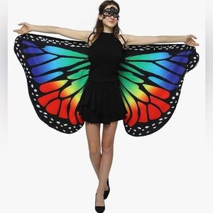 Halloween costume accessory. Rainbow butterfly wings with mask